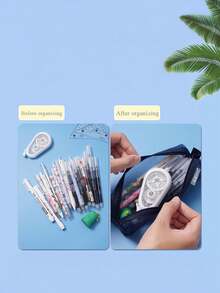 tonxiyuemu Transparent Mesh Pencil Case, Suitable For Students, Stationery Supplies And Bags - Portable Storage Solution - Single Piece - View 2