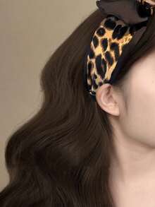 1pc Leopard Print Bow Headband, Suitable For Outings With Family And Friends In Autumn/Winter Hairband - Multicolor - View 2