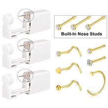 9pcs/Set Nose Piercing Kit - 3 Packs Self Piercing Gun Built-In Nose Studs, Disposable Kit With Nose Rings And Studs - Nose Piercing Kit - View 7
