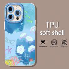 Tema de medusas y corales del océano azulfunda de teléfono Fundas compatibles con ,Apple,VIVO,OPPO,,, y Honor.Fabricadas en silicona TPU,ofrecen protección contra golpes y caídas.correa para celular - Blanco - Ver 1