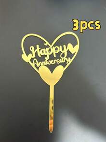 3件組 Happy Anniversary 壓克力蛋糕插牌，週年慶蛋糕裝飾用品，情人節蛋糕裝飾，結婚週年蛋糕裝飾，居家廚房必備，烘焙裝飾，烘焙用品，蛋糕用品 - styleF - 查看 12
