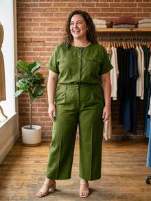 Conjunto 2026 Moda Plus Size - Verde Escuro - Visão 1