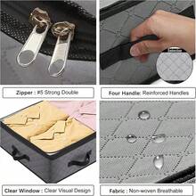 Bolsa de almacenamiento debajo de la cama de 90L/75L, contenedor de almacenamiento debajo de la cama de gran capacidad, con asa reforzada, caja de almacenamiento de tela plegable con ventana transparente, caja de almacenamiento debajo de la cama, caja de almacenamiento de armario, bolsa de almacenamiento plegable debajo de la cama - Multicolor - Ver 3