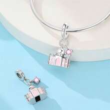 1 Piece Of S925 Sterling Silver Travel Landmark-Themed Bead, Featuring An Original Design Of A Suitcase Adorned With Architecture From Around The World; An Enamel Pendant Chain With Diamond Accents; Suitable For Bracelets And Necklaces; A Global-Style Jewelry-Making Accessory; Commemorates Your Travels; Meets The Needs Of Both Crafting And Everyday Wear - Multicolor - View 9