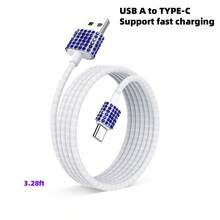 1pc Sparkling Rhinestone Car Charger, Fast Charging USB A/C Type Car Phone Charger, Diamond Adapter, Compatible With 3-In-1 Fast Charging For Car, Retractable Data Cable, Supports Phones, Dashcams, GPS And More, Handmade, Ideal Gift For Men And Women On Holidays/Birthdays - Multicolor - View 21