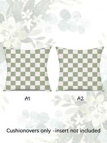 2pcs,Multiple Sizes,Comfortable Touch,Minimalist Style,Green And White Plaid,Geometric Design,Digital Printing Process,Home Decorative Pillow Covers,Cushion Covers,Vintage Farmhouse Pillow Covers,Sofa Living Room Bedroom Pillow Covers,No Pillow Insert - Sage Soft Mist Green - View 11