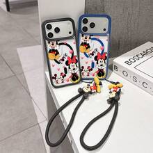 This Disney Mickey Mouse Pattern Lanyard Phone Case Features A Strong Magnetic Closure And Full Coverage Of Acrylic And TPU Material. It's Shockproof, Lightweight, And Suitable For IPhone17/16/11/13/15/15 Plus/15 Pro/15 Pro Max/12/14 Pro Max/11 Pro Max/12 Pro/12 Pro Max/13. It's A Popular Birthday Gift, Business Gift, Durable, Stain-Resistant, And Fingerprint-Resistant New Phone Case For Men And Women. It Also Includes A Mickey Mouse Phone Case And Mickey Mouse Doll Bracelet. Compatible With SamsungGalaxy S20, S21, S22, S23, And S24 Series. It's The Perfect Gift For Friends And Family. This Stylish Phone Case Is Fun, Lightweight, And Durable. IPhone17 Pro Max Phone Case, Minnie Phone Case. - 粉色 - 查看 3