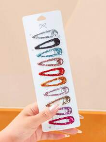 60/36/24/12pcs/Set Girly Glitter Hair Clip Set, Multi-Color Candy Style, Full Glitter Craft Bling Bling With Built-In Highlight, Water Drop Hollow Design Simple Versatile Hair Accessory - Suitable For Women And Girls, Suitable For Daily, Date, School, Vacation, Beach, Party, Holiday, Gift, Graduation Season,Claw Clips - Multicolor - View 2