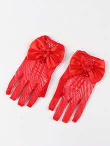 1 Pair 4-8 Years Old Girls Summer Thin Elastic Mesh Bow Princess Gloves - 1Pair - View 11
