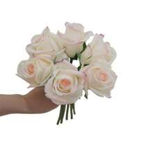 8434-6 Pcs Artificial Rose Flowers Real Touch Silk Rose 10.2 Inch Single Stem Roses For Bridal Bouquets DIY Arrangement Bouquet Wedding Party Home Garden Decor Pink - 粉色 - 查看 1