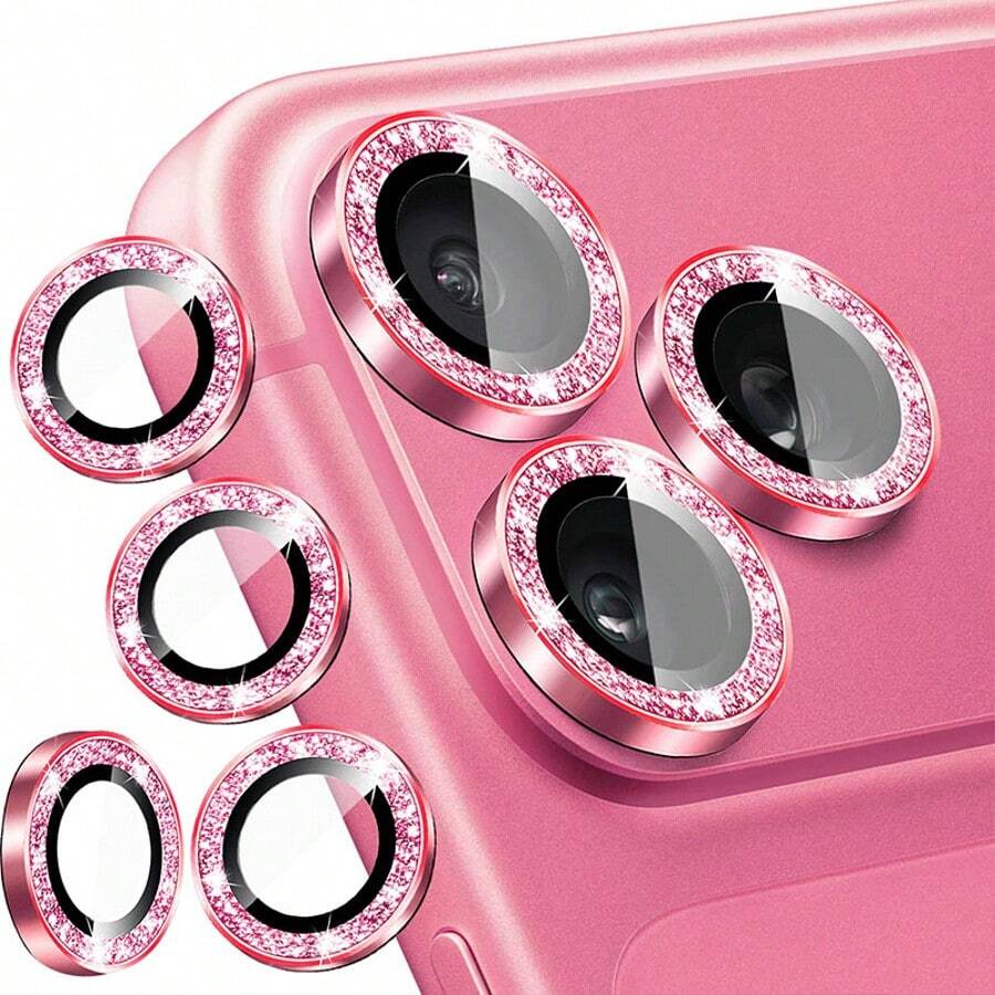 Lens Protector Compatible With IPhone, 6 Compatible With IPhone 17 Pro/17 Pro Max 16 16Plus 16pro 16Pfromax ,Lens Protector 16 Plus,Lens Protector 17,Lens Protector Film,Lens Protector Purple, High Definition Transparent Glass Protective Cover, Metal Flash Lens Cover, Easy To Install, Girlish Pink, Slight Color Difference, Mobile Phone Accessories [International Version, Non Local Version] - View 1