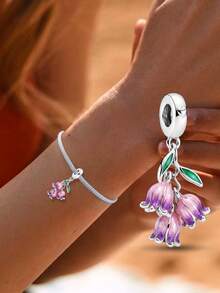 1pc Fashionable Sparkling Blue Flower Pendant Beads, Suitable For Women Jewelry DIY Bracelet - Style 2 - View 6