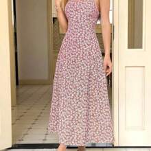 Nana's Women's Clothing Store   Vestido de playa sin mangas con estampado floral azul para mujeres - Rosa - Ver 1