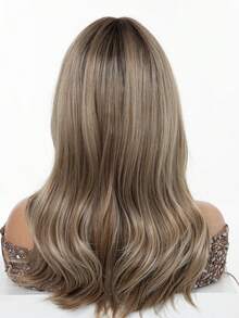 20 Inch Linen Brown Center Part Bangs Heat Resistant Long Wavy Curly Hair Wig For Women, Suitable For Daily Wear, Halloween, Christmas, New Year, Carnival, Music Festival, Cosplay, Girls Gift, Summer Graduation Gift, Ready-To-Wear Gift, Halloween Christmas Gift - Linen Brown - View 5