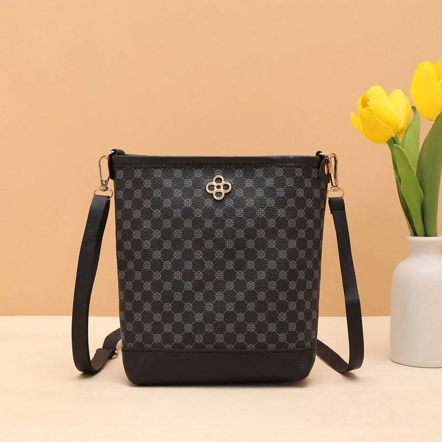 Daily Shopping Retro Print Shoulder Crossbody Bucket Bag Versatile - Multicolor - View 1