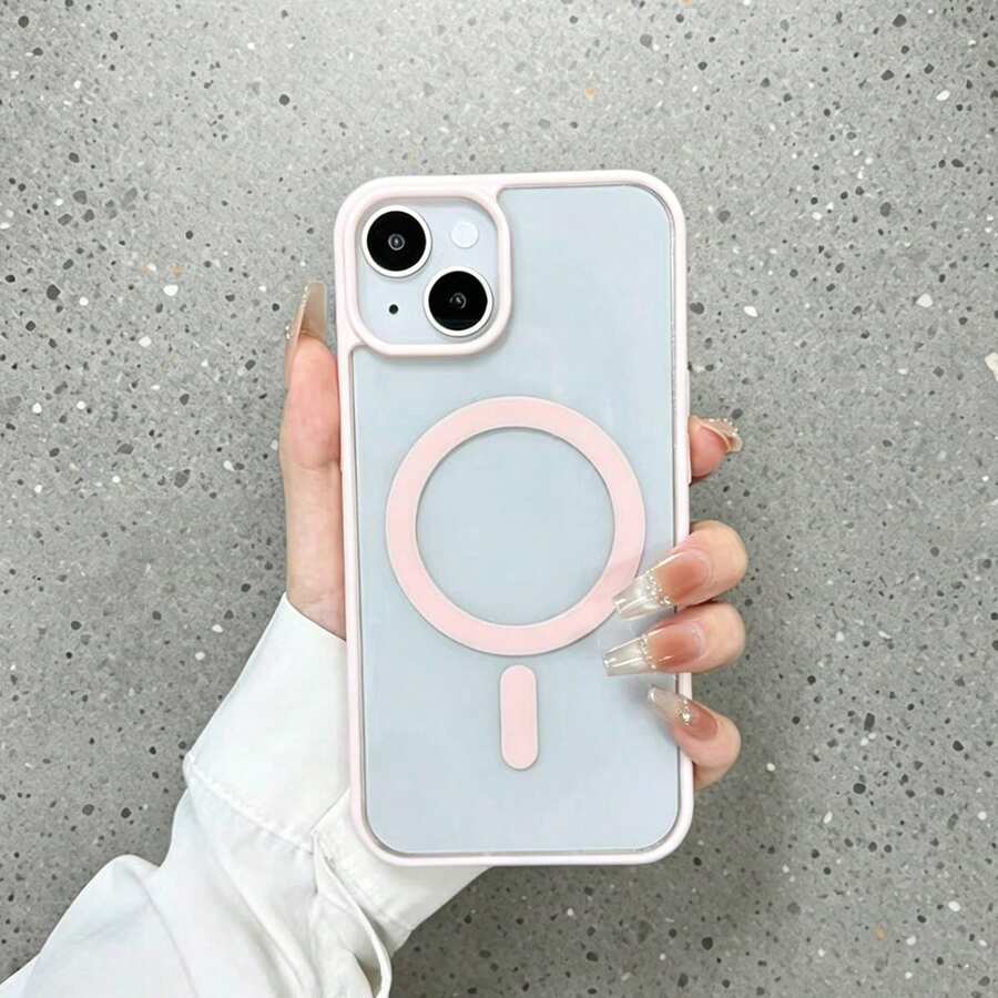 磁吸透明手機殼 適用於 iPhone 15 14 13 12 11,超薄輕量磁吸手機殼,軟矽膠 + 硬壓克力透明背板,高透明磁吸手機殼 適用於 iPhone XR XS Max 7 8 Plus 17 Pro Max - 粉色 - 查看 1