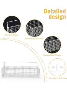 2 Sets Bathtub Toy Storage Racks And Organizers, 2 Packs Metal Wire Mesh Bathtub Toy Storage Containers, Large Capacity Rust-Proof Hanging Baskets Designed For Bathtub, Shower, Bathroom, Toilet, Kitchen - Black - Multicolor - View 8