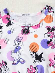 Disney 两件套，官方授权米妮和黛丝鸭图案印花无袖连衣裙，适合女孩旅行、度假、户外活动、日常休闲穿着，是完美的节日礼物。 - 紫色 - 查看 7