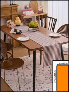 1pc Red Plaid Woven Table Runner, American Country Style, Fresh Design, Rectangular Table Cloth For Coffee Table, TV Cabinet, Entryway, Suitable For Holiday Gatherings, Birthday Parties, Weddings, Dinner Parties, Restaurant, Living Room, Dining Table Decoration, Coffee Table Mat, Home Decor, Room Decor, All Seasons - Coffee Brown - View 11