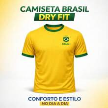 Yellow Dry Fit T-Shirt Of The Brazilian Men's National Team With A Round Neck And Short Sleeves, A Basic Outfit For Football Fans At Parties. - 黃色 - 查看 1