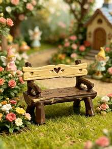 1 Mini Harz Parkbank Statue, Retro Märchen Garten Dekoration Puppenhaus Möbel, verwendet für Mikro Landschaft Schreibtisch DIY Dekoration, Outdoor Garten Dekoration, Garten Zubehör, Sommer, Garten, Outdoor Garten Dekoration, weich und flauschig, Halloween - Aktualisierte Version - Übersicht 6