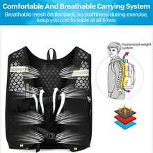 Running Hydration Vest, Includes 1 X 500ml Soft Water Bottle, Lightweight Hydration Pack, Running Vest - Black - View 3