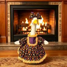 Porch Goose Halloween Outfit Pumpkin Witch Hat Dress With Bow Headband Set For 23 Inch Lawn Goose Statue Clothes - 2pcs - View 1