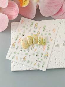 Tiebeauty 2 piezas Pegatinas de arte de uñas de margarita pastoral de primavera, diseño de estilo Ins de margarita floral, decoración de uñas autoadhesiva DIY, suministros para uñas, adecuado para salidas de primavera/verano, decoración de arte de uñas para fiestas de vacaciones - Multicolor - Ver 7