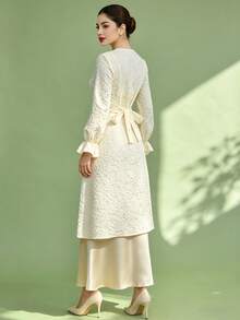 Elegant Long Sleeve Button-Up Blouse For Women, Spring/Summer - Champagne - View 6