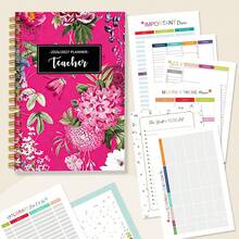 1 Peça Caderno Planejador de Professor A5 Volta às Aulas 2026-2027 - Encadernação em Espiral, Caderno Espiral com Estampa de Maçã Vermelha - Notas, Registros de Frequência, Calendário, Planejador Feliz, Presente para Educador, Formatura, Lembrança de Aniversário ou Diário e Bloco de Notas Doméstico, Design de Ilustração Divertida - A5 - Visão 9