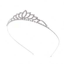 Minimalist Casual Metallic Luxury Princess Style Hair Accessory, Silver Bridal Crown - Silver - View 3
