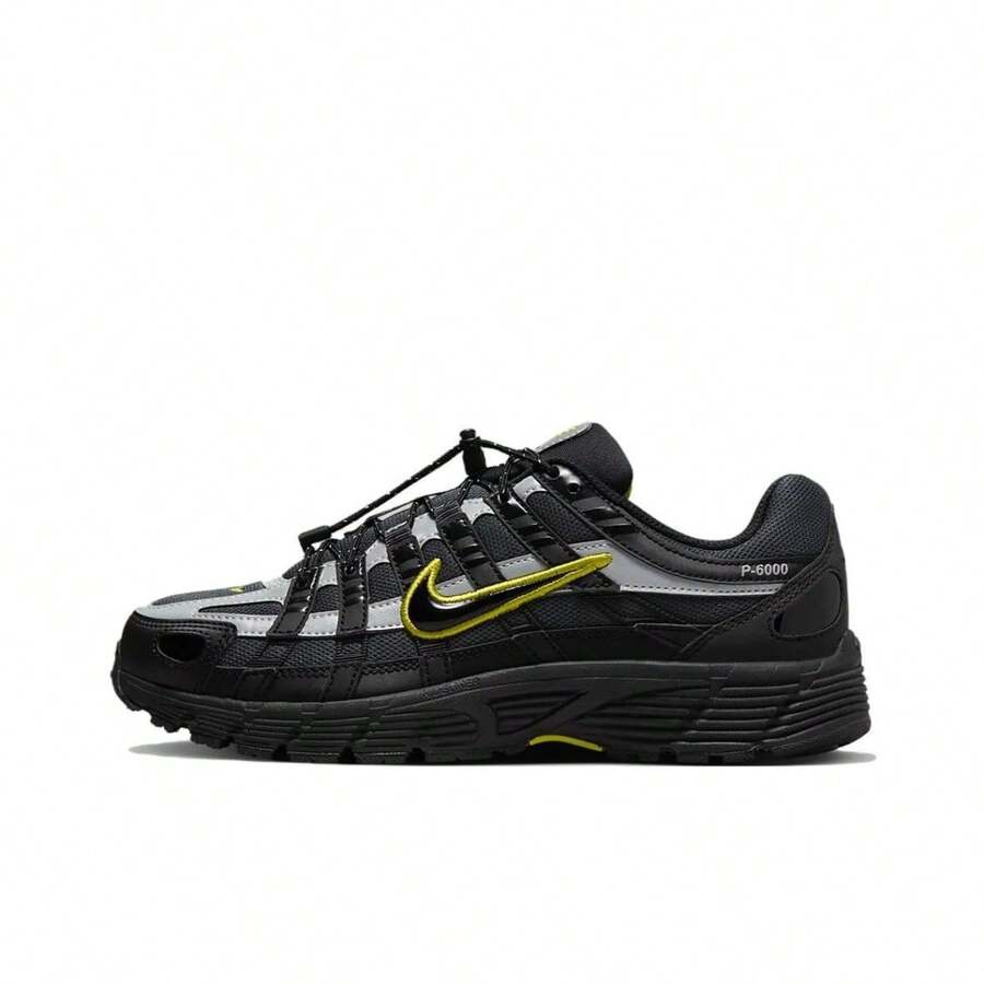Nike P-6000 Round Toe Lace-Up Cushioning And Anti-Slip Low-Top Running Shoes, Unisex, Black - FV0943-001 - View 1