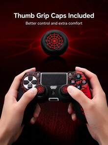 2件套：1个黑色蜘蛛图案PlayStation4手柄保护套 + 1对蜘蛛图案摇杆帽，适用于PlayStation4手柄，防滑、防汗、防尘、防刮，增强握持感，提升游戏体验，情人节/春季浪漫礼物 - 彩色 - 查看 8
