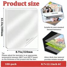 100 Sheets A4 Thermal Laminating Pouches, 5C/6C Clear Laminator Sheets, Waterproof & Anti-Fog Laminating Sleeves For Documents, Photos & Crafts - A4 - View 3