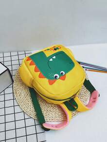 Mochila de nailon con estampado de unicornio de dibujos animados para adolescentes, bolsa escolar pequeña - dinosaurio amarillo - Ver 4