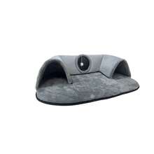 2-In-1 Cat Tunnel Bed With Plush Cushion, Multi-Size Optional, Soft Warm Hideaway With Interactive Toy, Cozy Cat Play & Rest Cave For Indoor Cats - Grey - View 13