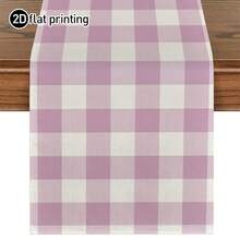 1pc Classic Buffalo Plaid Table Runner, Microwave Dust Cover, Protective Cover, Rectangular Tablecloth, Washable, Suitable For Home Dinner, Coffee Table, Kitchen And Dining Room Decor, Table Decor Party And Scene Decoration, Home Decor, Outdoor Patio Table Runner Decor, Entryway Decor, Fireplace Throw - Grayish Taro Purple - View 11