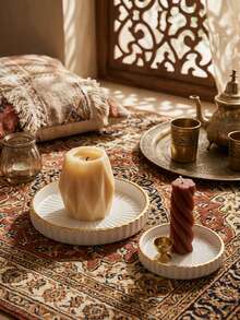 1pc/1set Glass Table Tray, Round Glass Candle Holder. The Tray Is Suitable For Dinner, Wedding And Party Table Decoration, They Can Also Be Used As Wedding And Valentine's Day Table Coasters, Home Decor For The Room. (Candles Not Included) - Multicolor - View 4