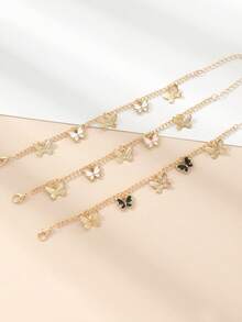 3 Peças/Conjunto Pulseira Borboleta com Gota de Óleo para Crianças & Adolescentes, Combinação Adequada para Decoração Diária de Crianças - Multicolorido - Visão 8