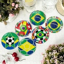1/6/120pcs, Football Sports Event Image Design, 2D Printed Round PET Coasters, Suitable For Yard, Kitchen, Living Room, Family Gathering Table Decor, Holiday Gifts For Friends, Family, Athletes, Independence Day, July 4th, Valentine's Day, Mother's Day, Birthday, Wedding Party, Home Decor Accessories, Best Gift Choice For Friends - Multicolor C - View 2