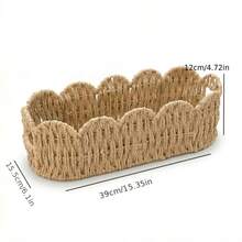 1 buah Keranjang Penyimpanan Anyaman Renda Oval, Keranjang Organizer Tali Kertas Anyaman Tangan untuk Balkon, Tanaman Hijau, Meja, Remote Control, Kosmetik, Kamar Tidur, Ruang Tamu, Solusi Pengorganisasian Rumah Tangga, Wadah Dekoratif - MultiWarna - View 6