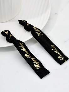 10pcs-Gradient Colorful Birthday Party Wristbands, Bracelets, Elastic Wristbands - Black - View 5