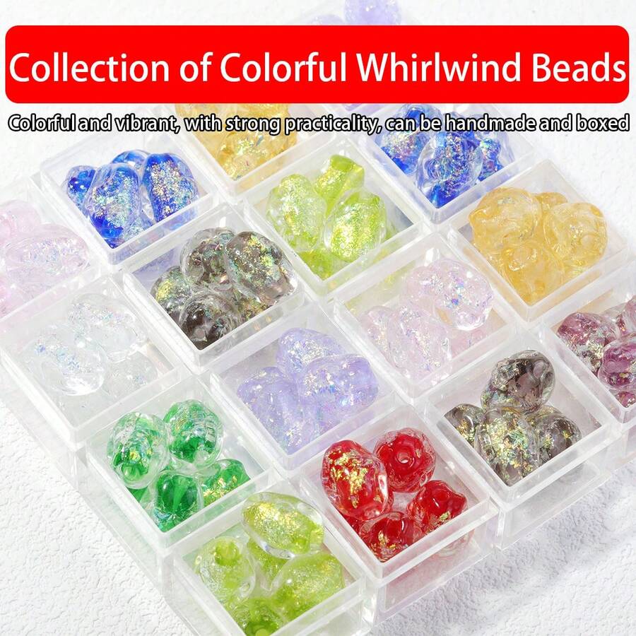 2 piezas de cuentas de vidrio con remolino multicolor, materiales de accesorios para hacer joyas DIY, collar, pulsera, aretes, cuentas hechas a mano