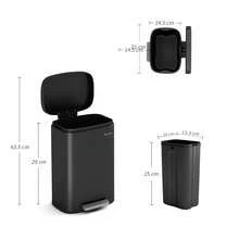 MCC Direct Pedal Kitchen Bin With Soft Close Lid, Step-On Trash Can With Inner Bucket, Durable Steel Body, Hands-Free Waste Disposal - Black - View 9