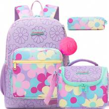 Set de 3 piezas de mochila para niñas, mochila escolar con estampado lindo de estrellas & lunares con bolso cruzado y estuche para lápices, mochila escolar ligera para niñas, vuelta al colegio - Conjunto de mochilas escolares para niñas - Ver 14
