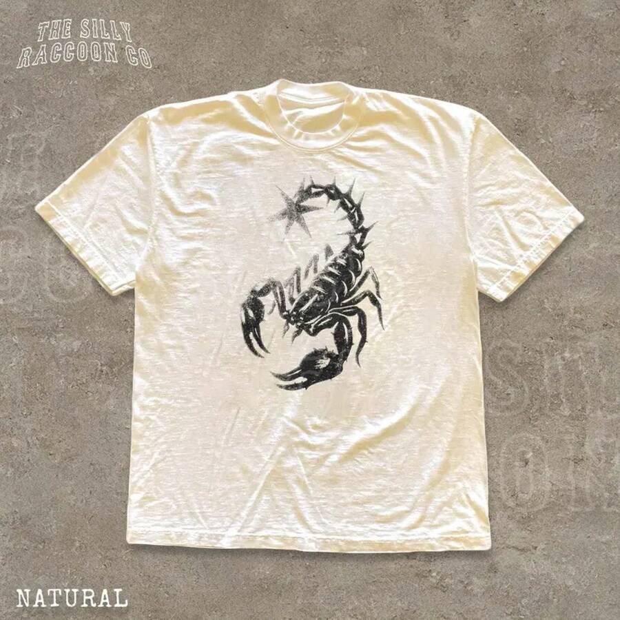 2026 damen sommer outfit camisetas mujer verano  Scorpion Shirt Y2K Grunge Aesthetic Faded Streetwear T-shirt For Men Womencoordinati estivi donna  robe femme été - 1 - Voir 1