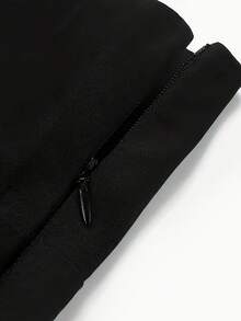 Nueva Falda de Talle Alto con Cordones y Estampado de Cuadros, Versátil y Esponjosa de Línea A - Negro puro - Ver 5