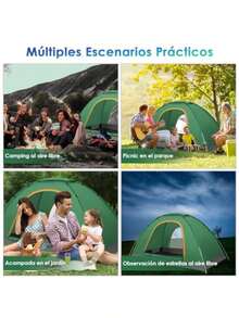 Tiendas de Campaña Casa de Campaña 2-4 personas Impermeable Portátil Casa de Acampar Familiar Automática Pop-up con Bolsa de Transporte Carpas para Exteriores Viajes Exploración Picnic etc - verde oscuro - Ver 9