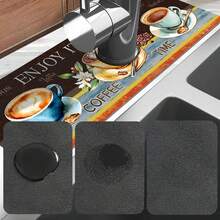 1個 Coffee Life 設計水槽水龍頭吸盤排水墊,廚房、浴室水槽、檯面排水墊,矽藻土洗臉盆可修剪快乾墊 - 彩色 - 查看 11