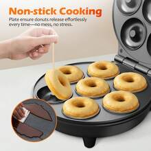 CACHOO Mini Donut Waffle Cake Maker With Ceramic Coating, 7 Slots Home Baking Machine, Great For Breakfast, Snacks, Desserts And More - Black - View 7